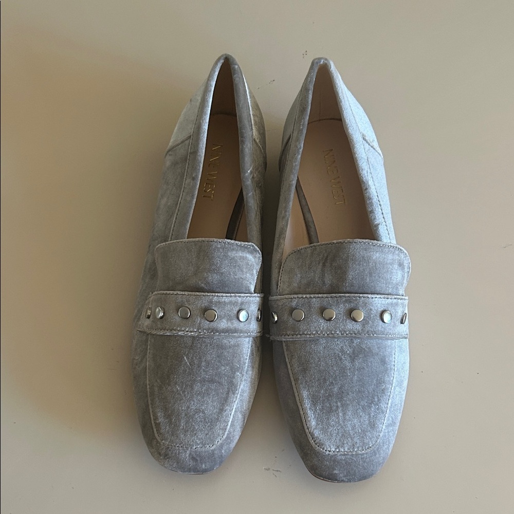 Nine West Silver Studded Loafers
